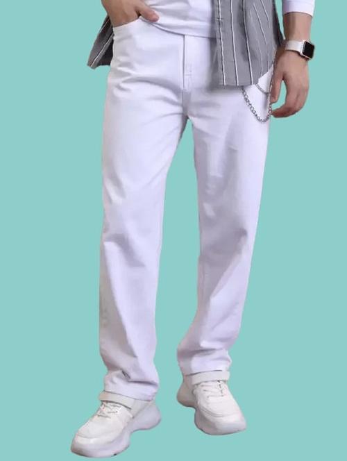 men white solid mid rise relaxed fit jeans - 22012240 - Standard Image - 0