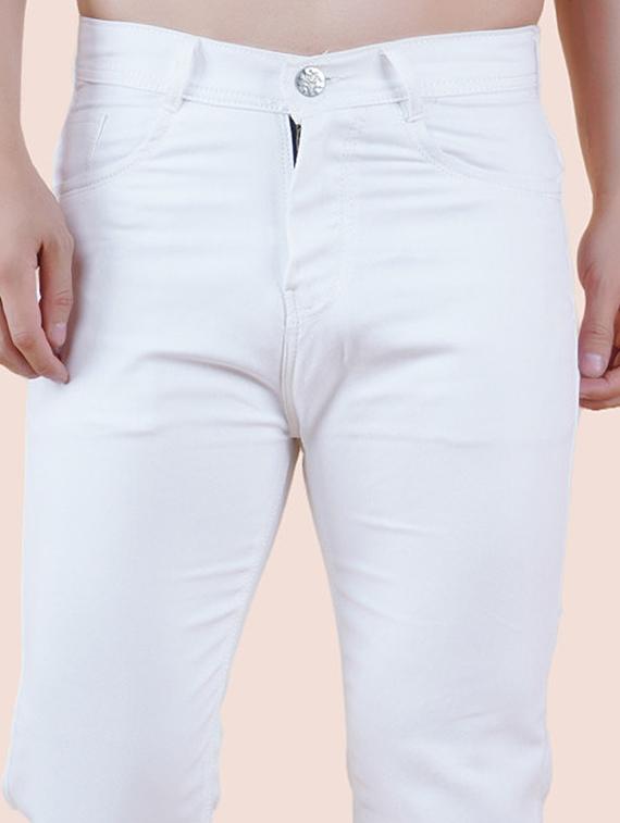 men white solid mid rise straight fit jeans - 22012242 - Standard Image - 3
