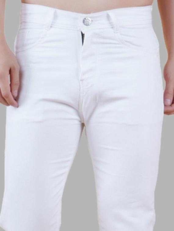 men white plain mid rise straight fit jeans - 22012254 - Standard Image - 3