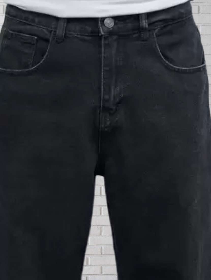 men black plain mid rise baggy jeans - 22012287 - Standard Image - 3