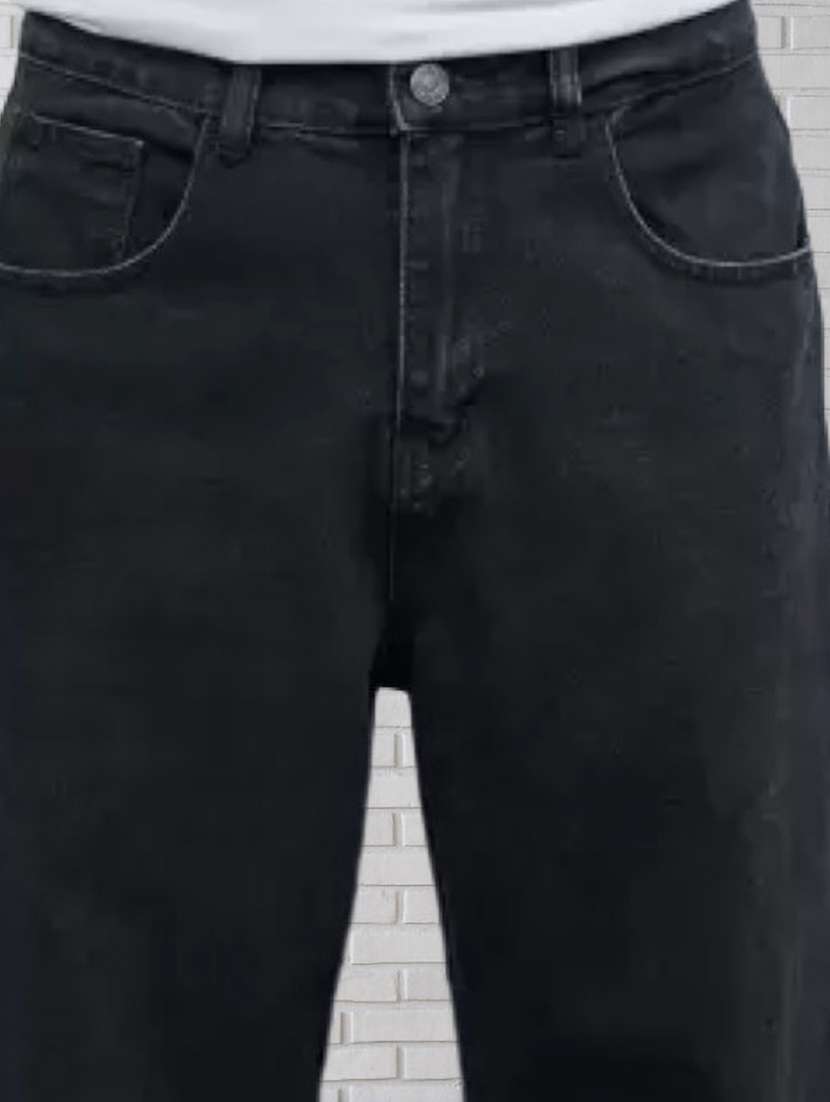 men black plain mid rise relaxed fit jeans - 22012290 - Standard Image - 3