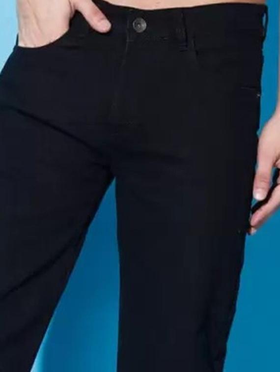 men black plain mid rise relaxed fit jeans - 22012291 - Standard Image - 3