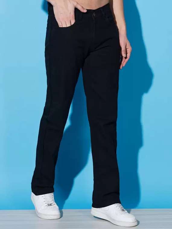 men black plain mid rise relaxed fit jeans - 22012292 - Zoom Image - 0