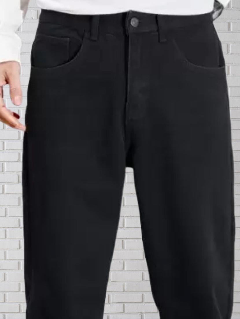 men black plain mid rise relaxed fit jeans - 22012295 - Standard Image - 3