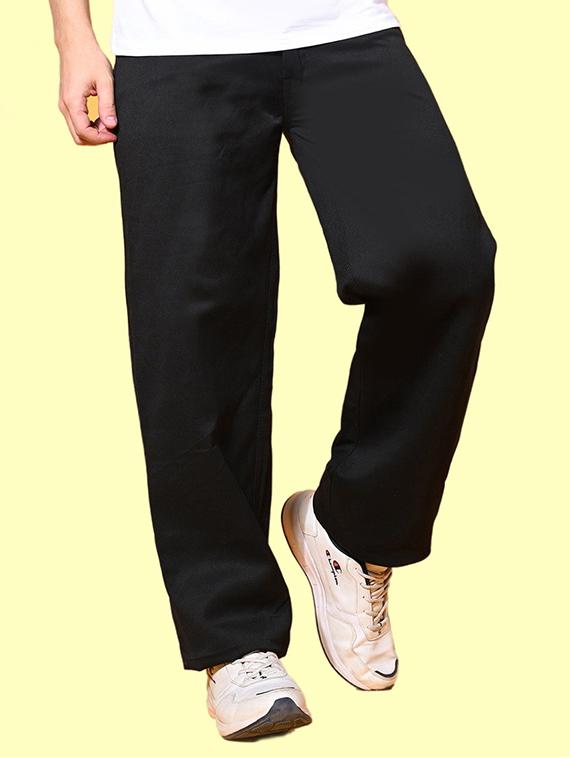 men black plain mid rise baggy jeans - 22012335 - Zoom Image - 0