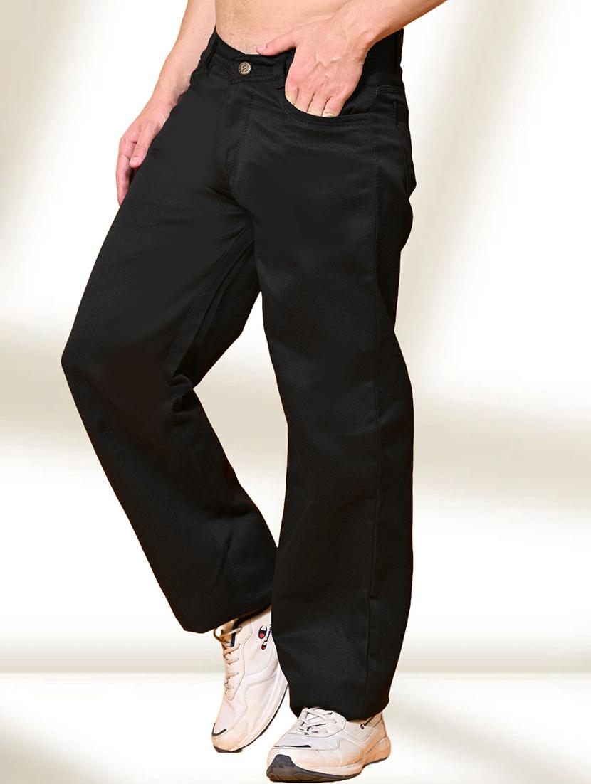 men black plain mid rise baggy jeans - 22012338 - Zoom Image - 0