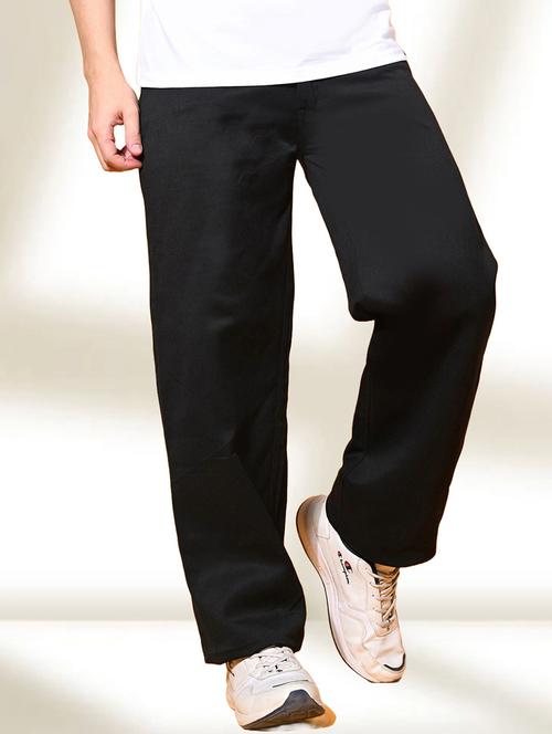 men black plain mid rise baggy jeans - 22012339 - Standard Image - 0
