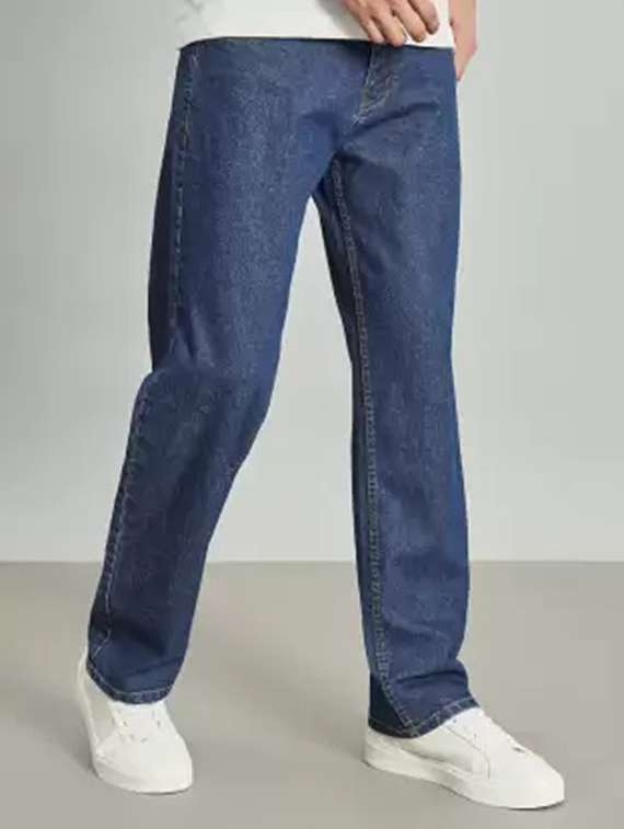 men blue plain mid rise relaxed fit jeans - 22012435 -  Zoom Image - 0