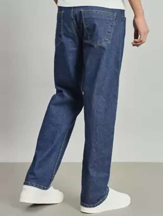 men blue plain mid rise relaxed fit jeans - 22012435 - Standard Image - 3