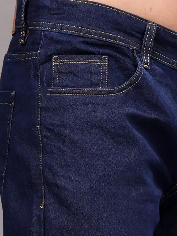men navy blue plain mid rise relaxed fit jeans - 22012448 - Standard Image - 3