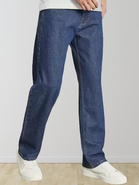 men blue plain mid rise relaxed fit jeans - 22012512 - Standard Image - 3