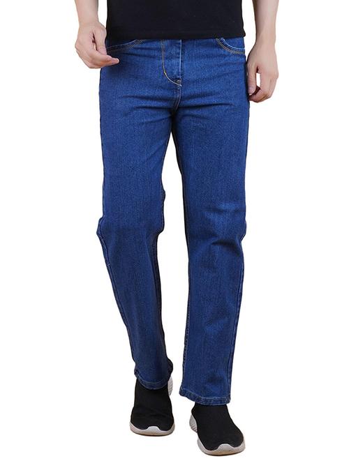 men blue plain mid rise straight fit jeans - 22012513 -  Standard Image - 0