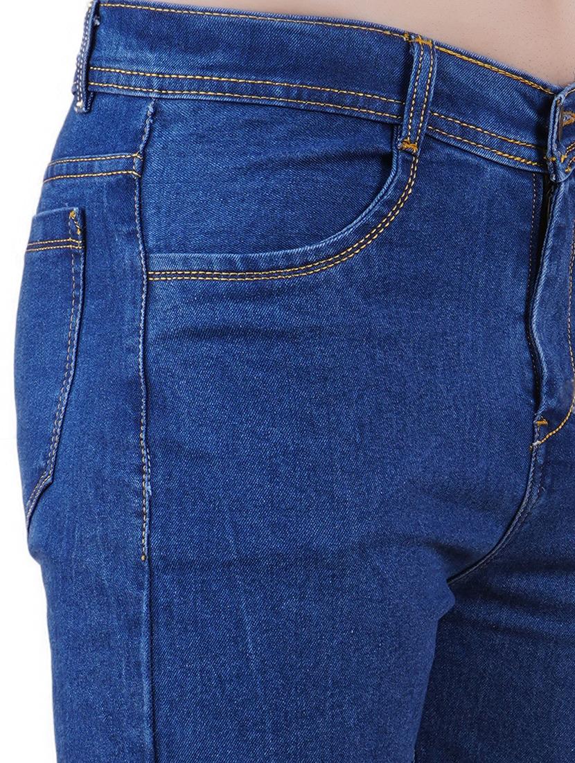 men blue plain mid rise straight fit jeans - 22012513 - Standard Image - 3