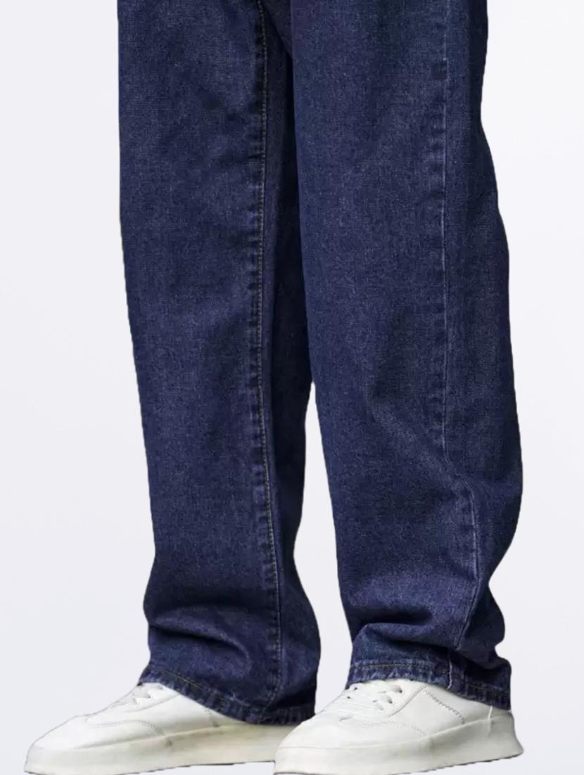men blue plain mid rise baggy jeans - 22012523 - Standard Image - 5