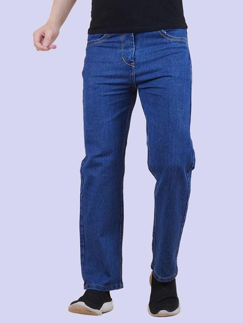 men blue plain mid rise straight fit jeans - 22012544 -  Standard Image - 0