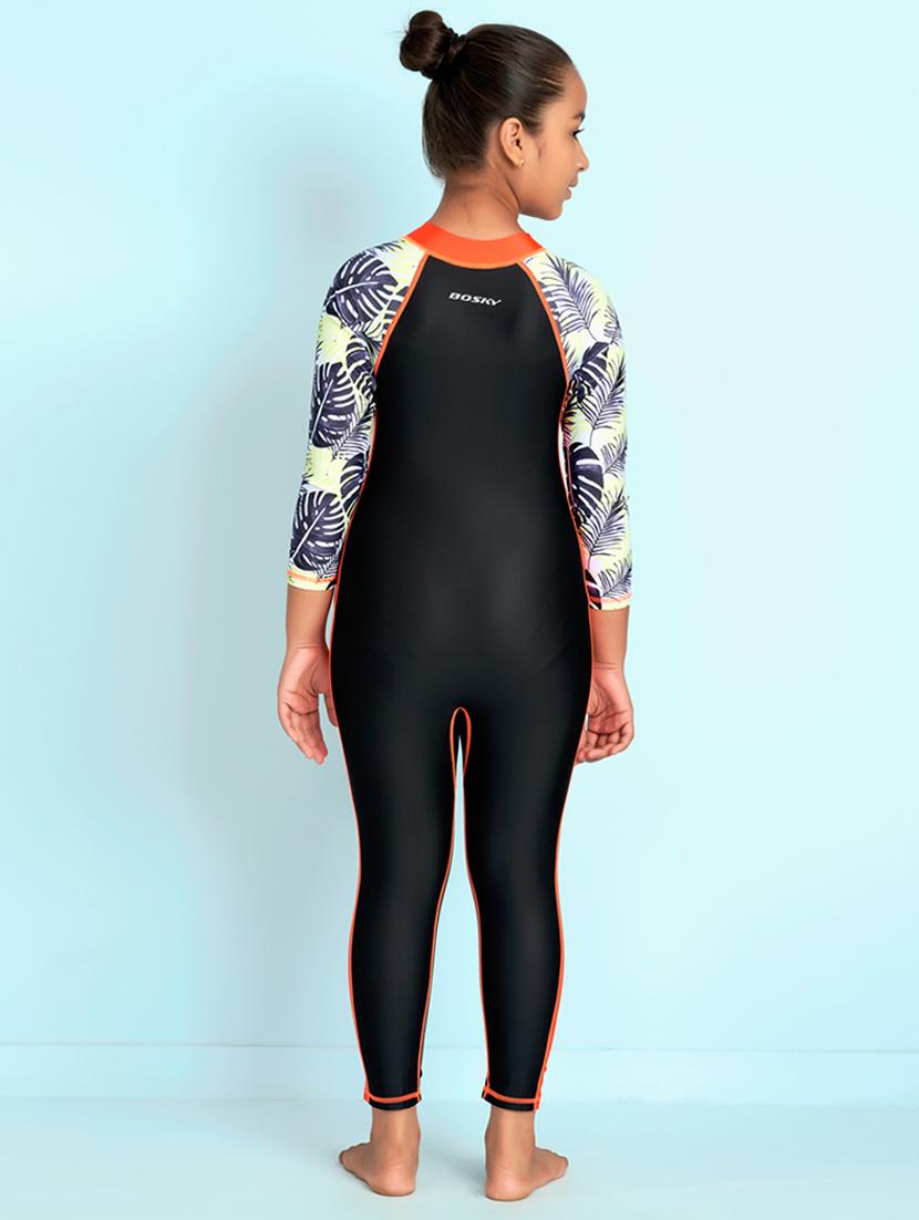 girls printed long sleeve swimsuit with swimming glasses - 22012564 - Standard Image - 3