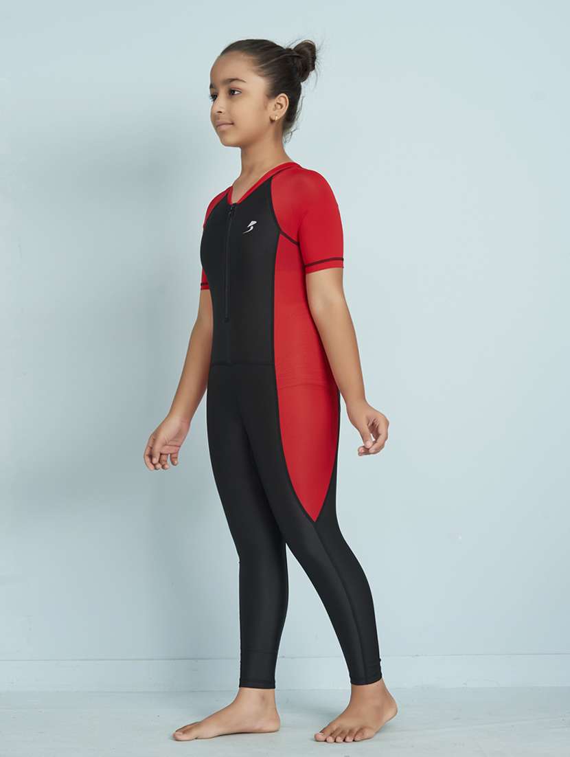 girls printed short sleeve swimsuit with swimming glasses - 22012571 - Standard Image - 3