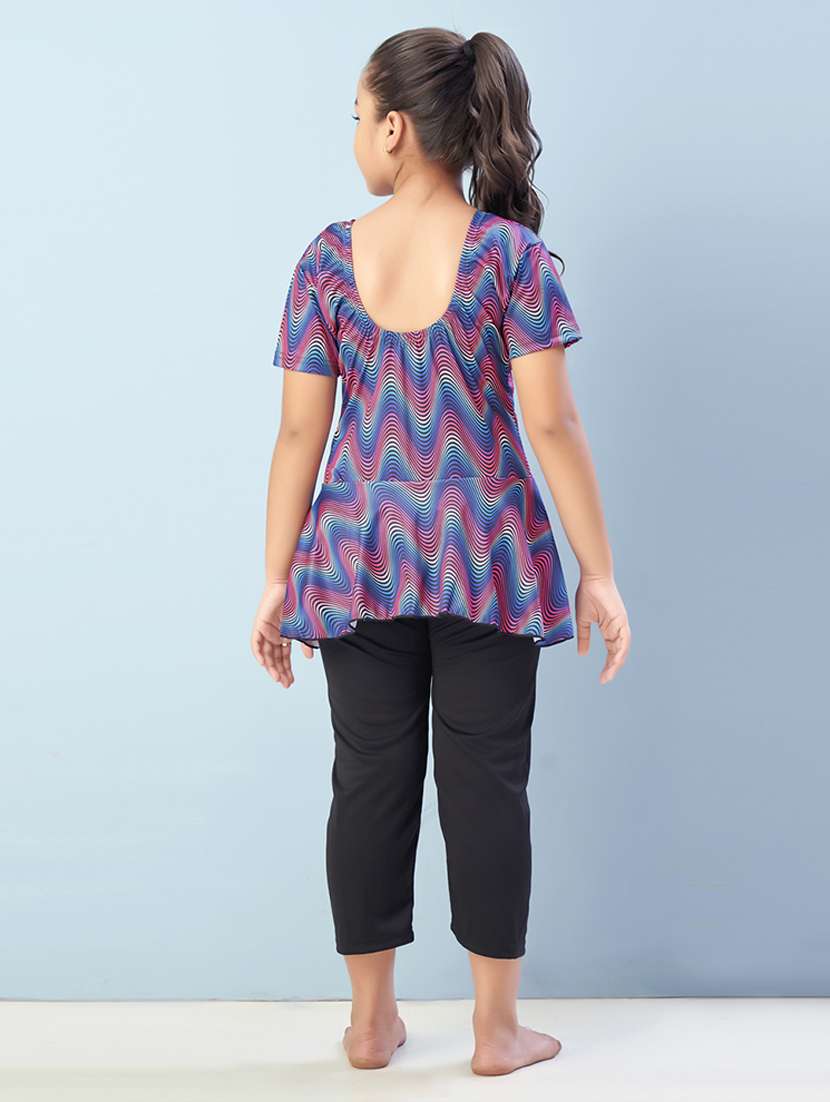girls printed sports wear functional swimsuit - 22012580 - Standard Image - 3
