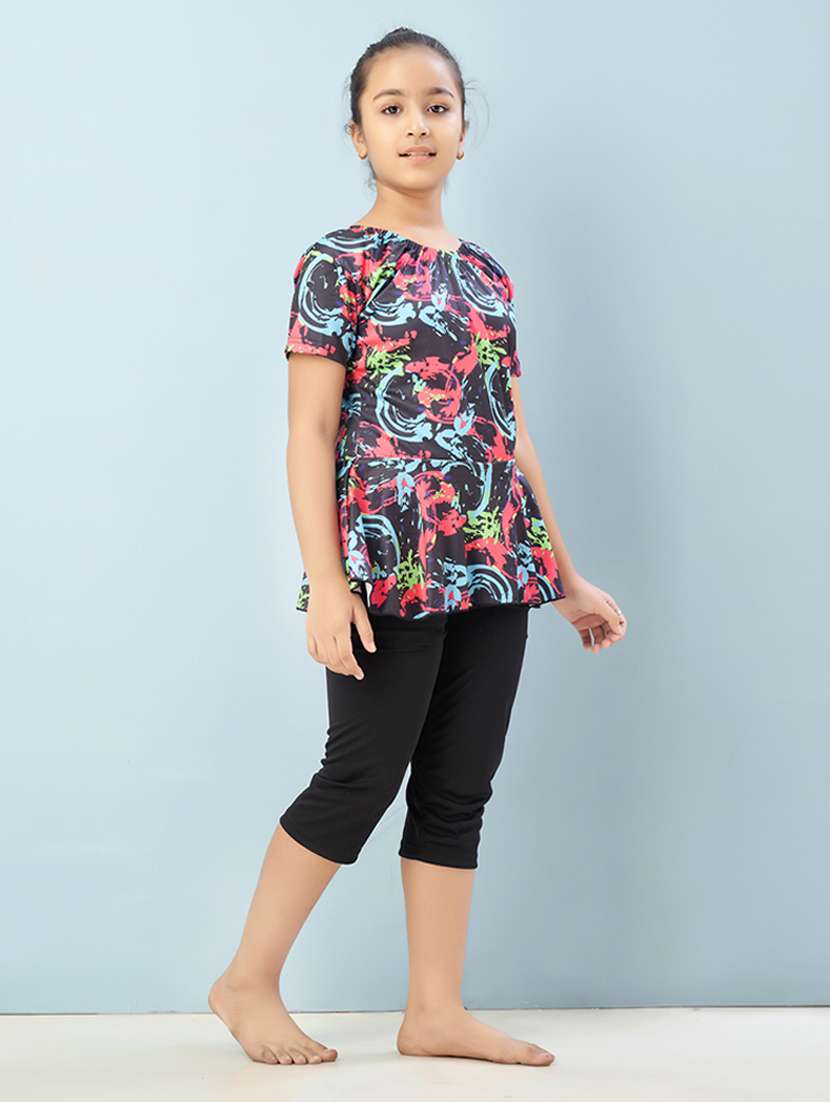 girls printed sports wear functional swimsuit - 22012581 -  Standard Image - 3