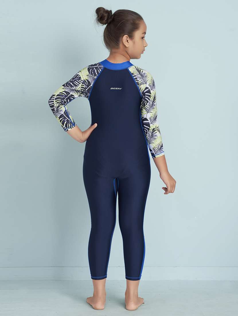 girls printed long sleeve swimsuit with swimming glasses - 22012588 - Standard Image - 3