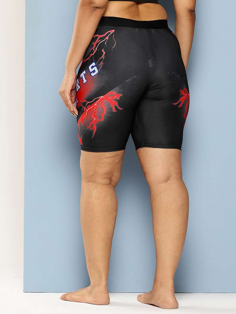 women printed slim fit cycling shorts - 22012601 -  Standard Image - 3