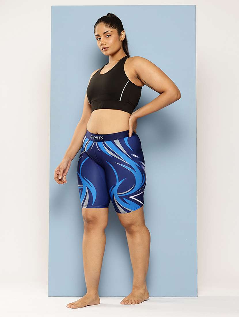 women printed slim fit cycling shorts - 22012602 -  Standard Image - 3