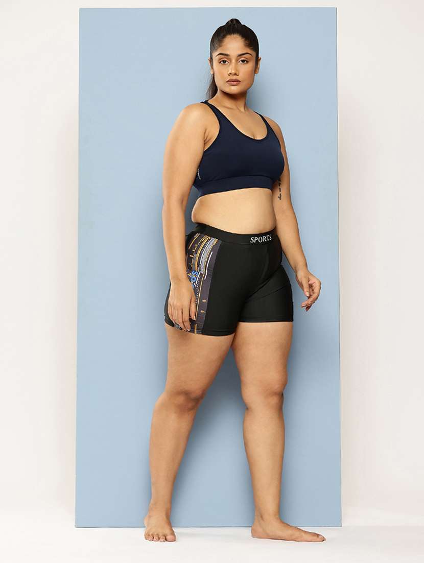 women printed slim fit cycling shorts - 22012604 -  Standard Image - 3