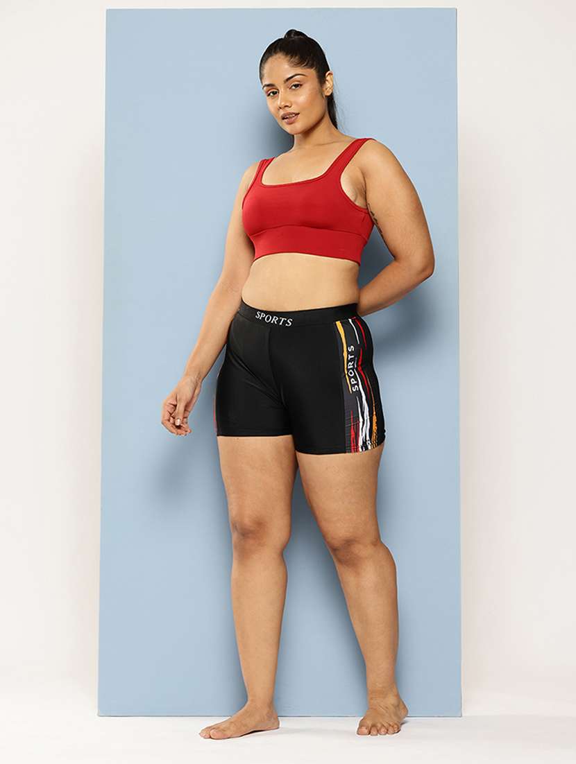 women printed slim fit cycling shorts - 22012605 -  Standard Image - 3