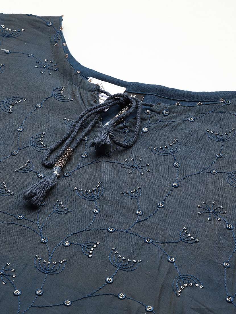 women embroidered three quarter sleeve kurta pant with dupatta set - 22012616 -  Standard Image - 5