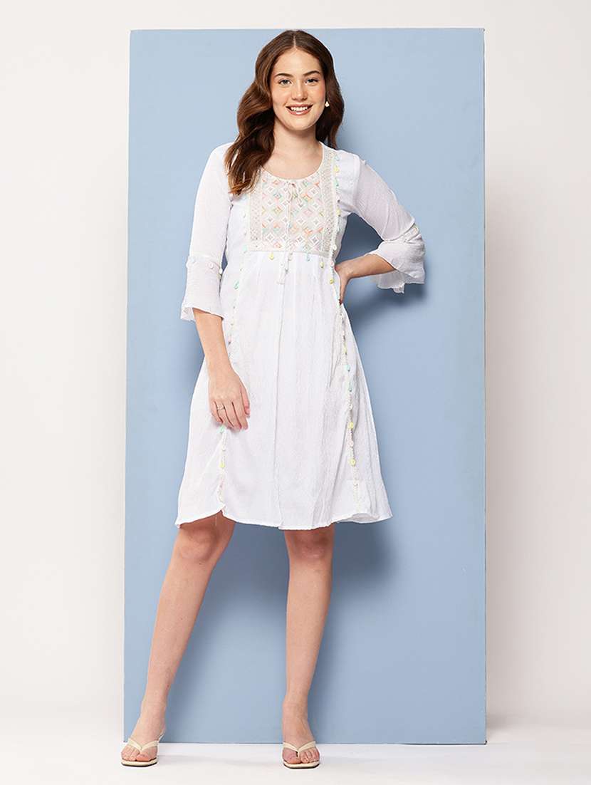 women embroidered bell sleeve a-line dress - 22012621 - Zoom Image - 0