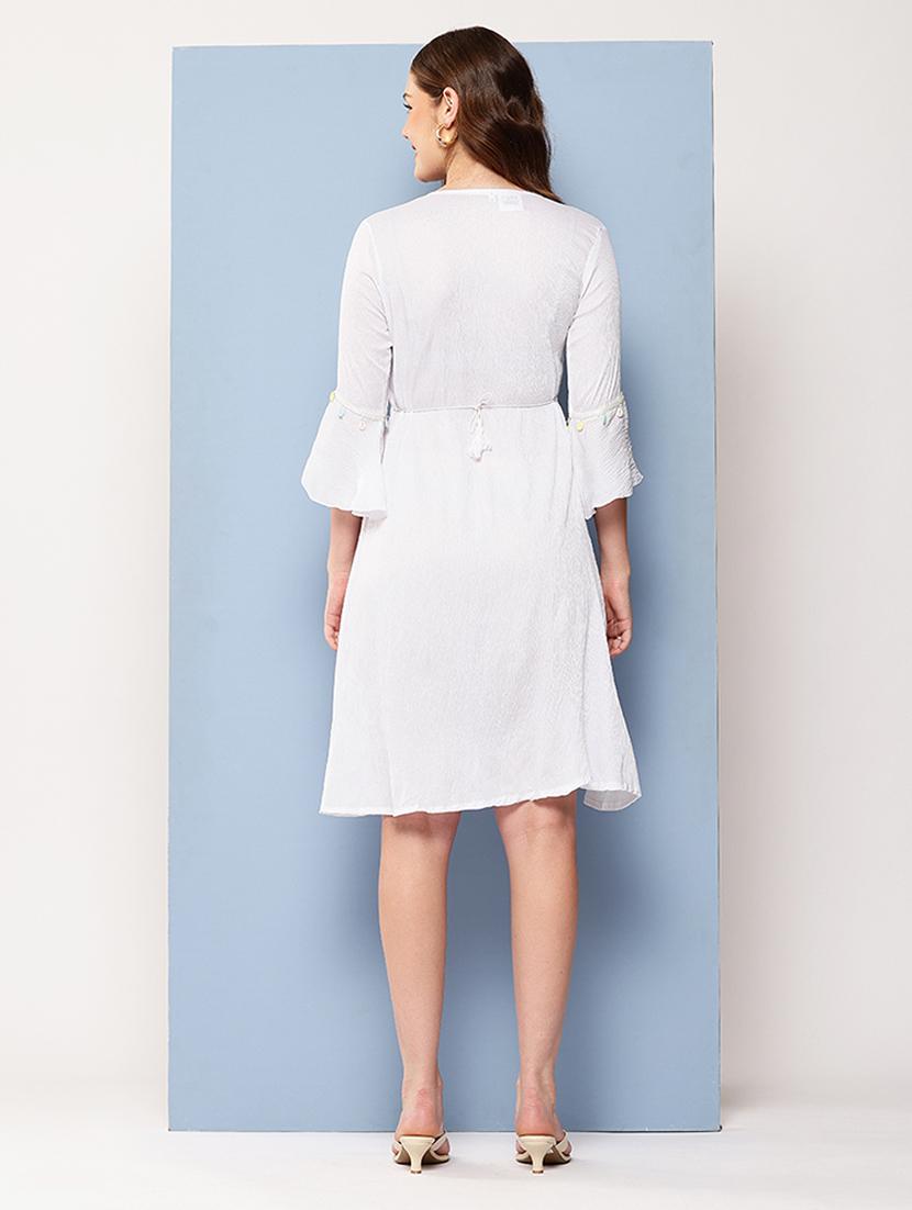 women embroidered bell sleeve a-line dress - 22012621 - Standard Image - 3