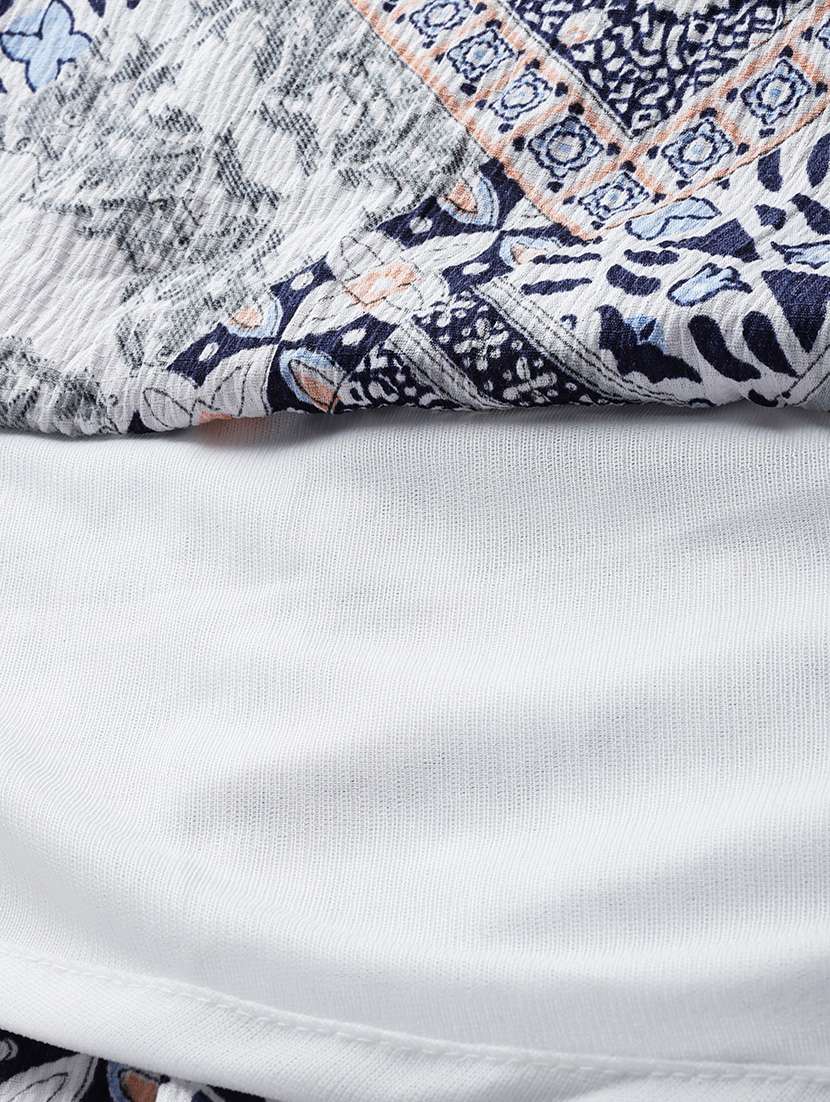 blue polyester fit & flare dress - 22012625 -  Standard Image - 5