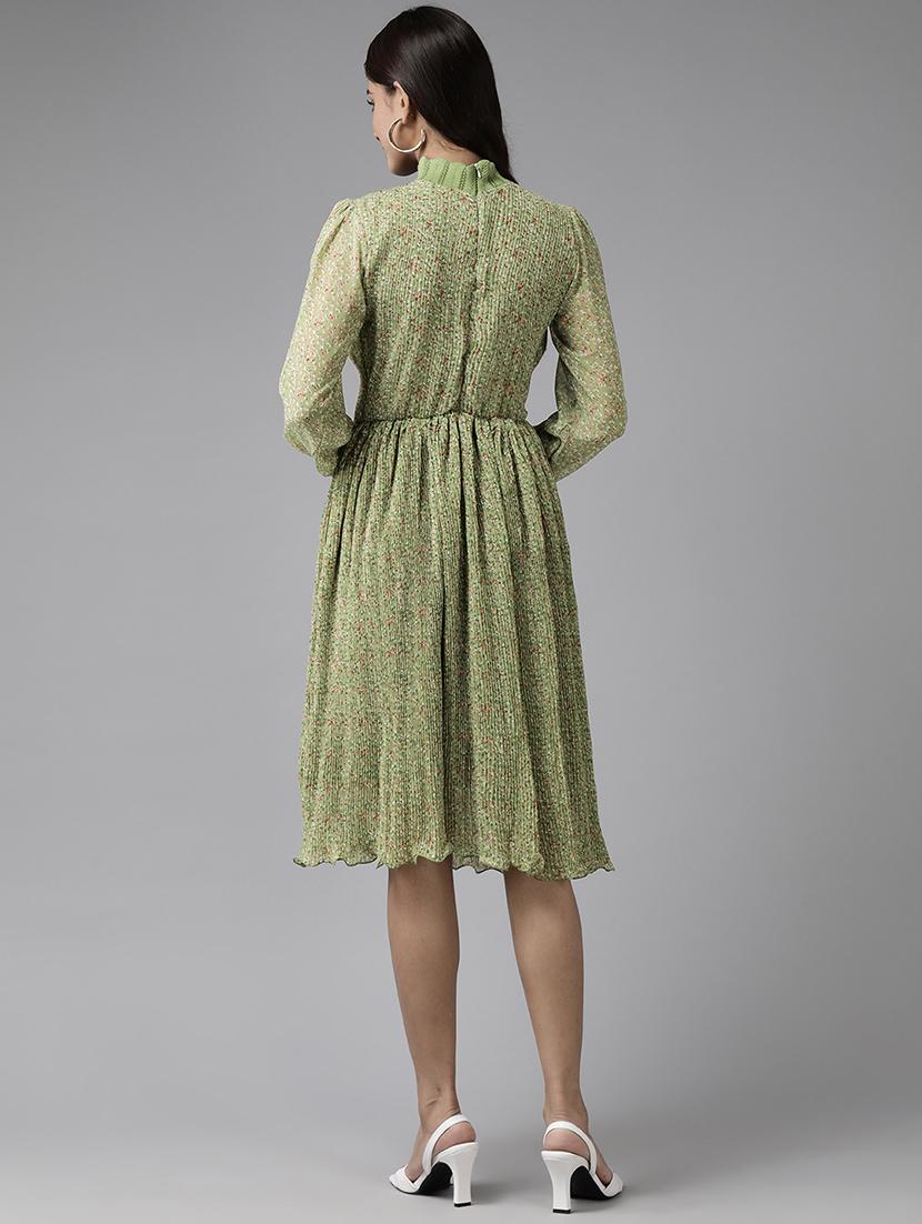 women floral print puff sleeve fit & flare dress - 22012636 - Standard Image - 3