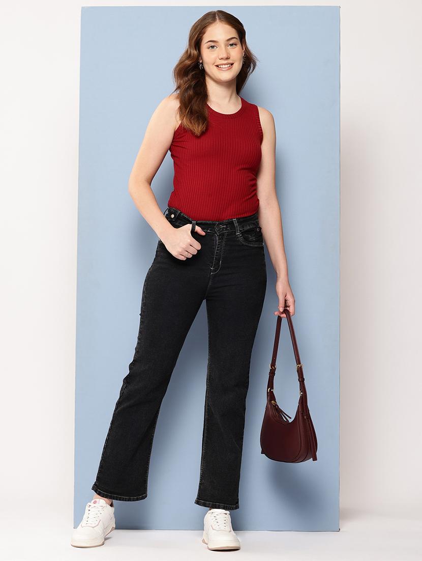 women solid mid rise bootcut jean - 22012647 - Standard Image - 3