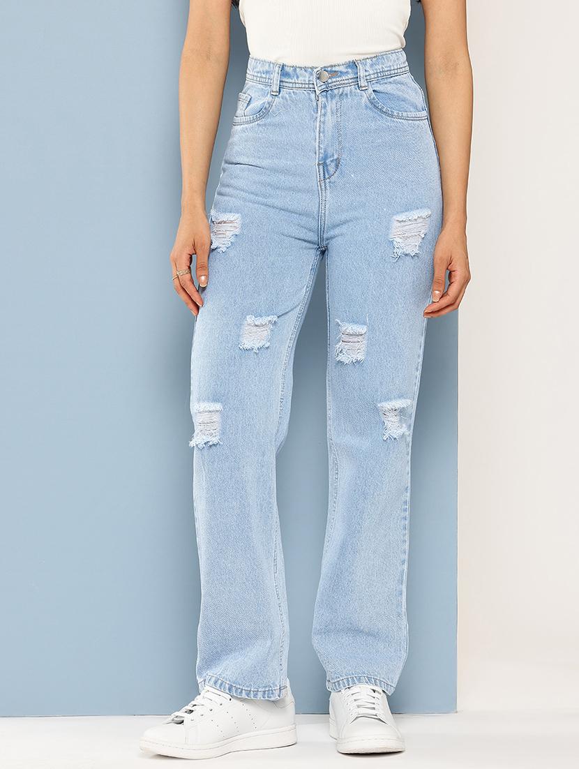 women distressed high rise straight fit jean - 22012649 - Zoom Image - 0