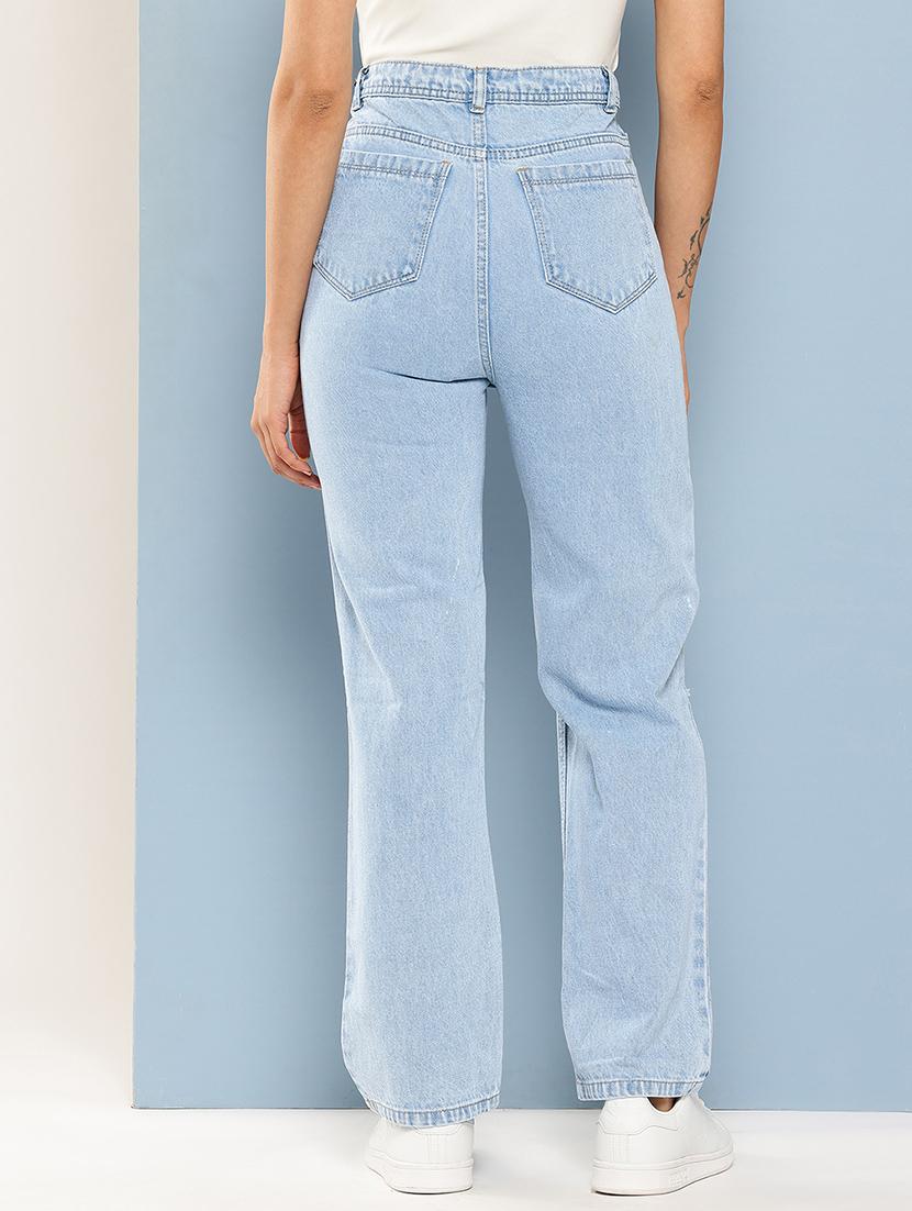 women distressed high rise straight fit jean - 22012649 - Standard Image - 3