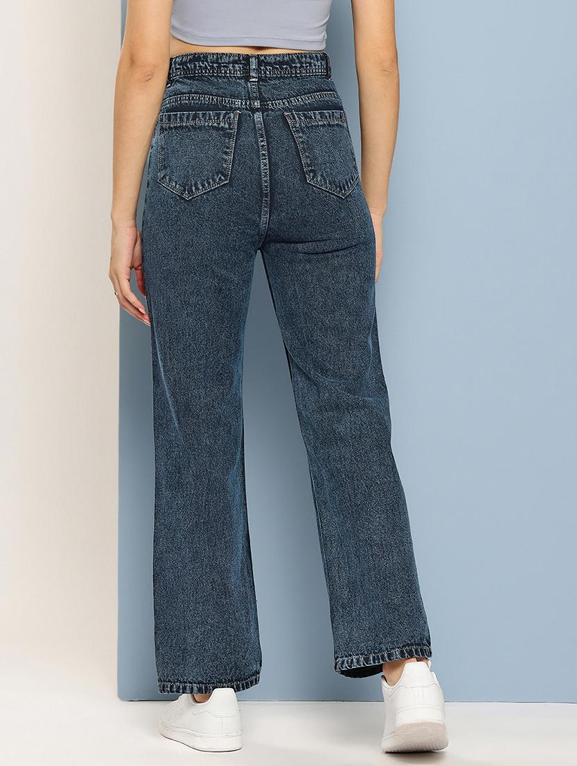 women distressed high rise straight fit jean - 22012651 - Standard Image - 3