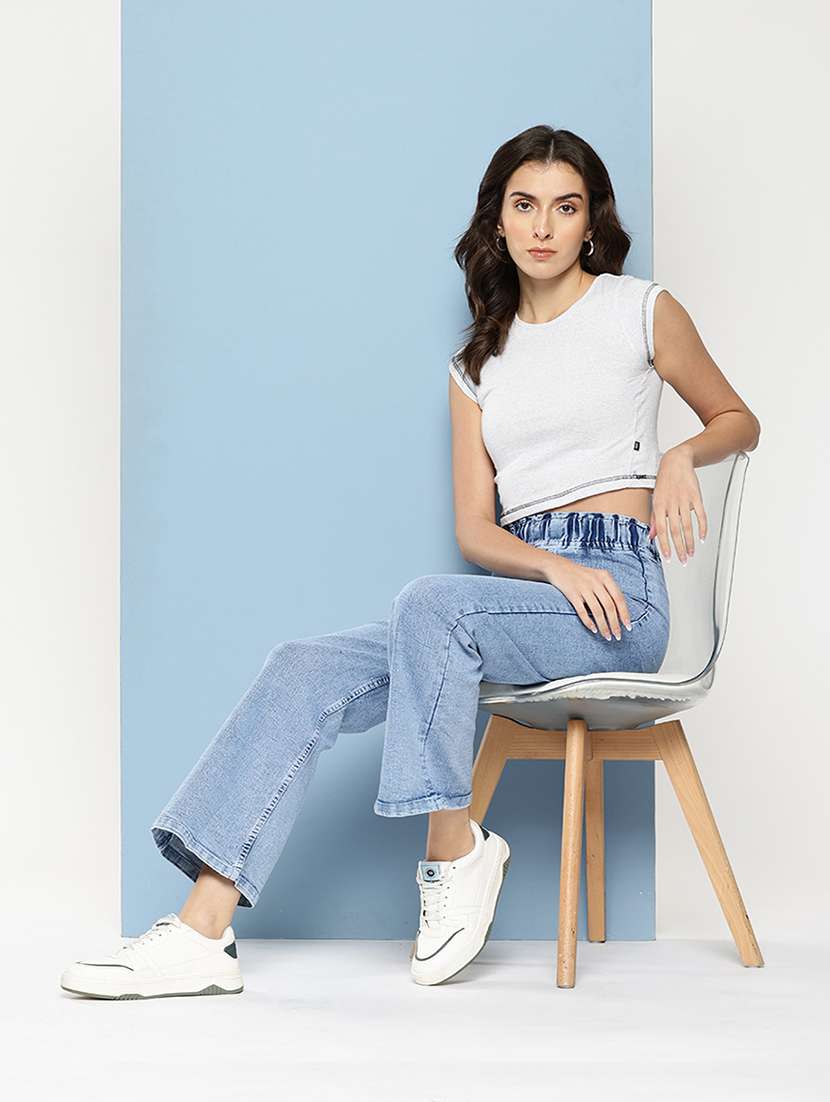 women solid mid rise bootcut jeans - 22012654 - Standard Image - 3