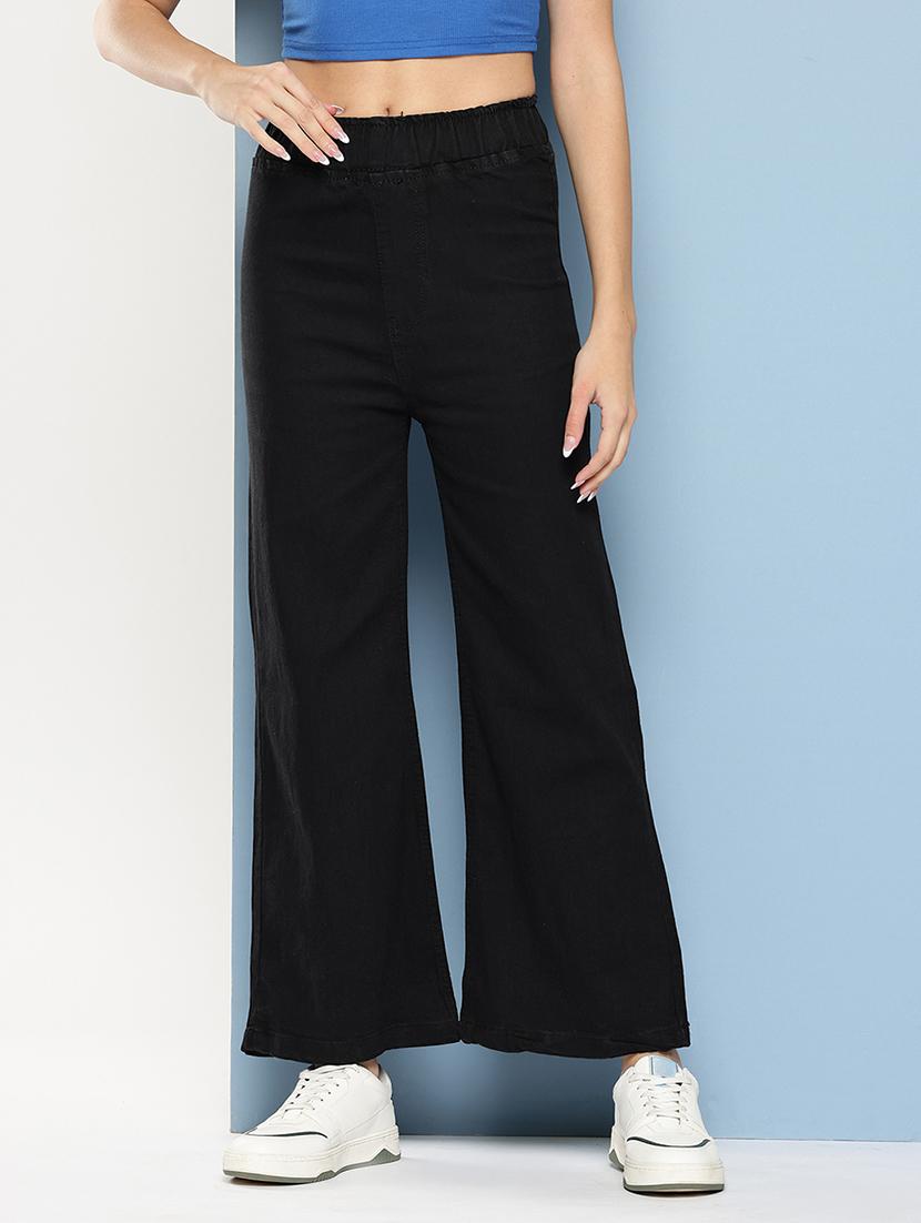 women solid mid rise bootcut jean