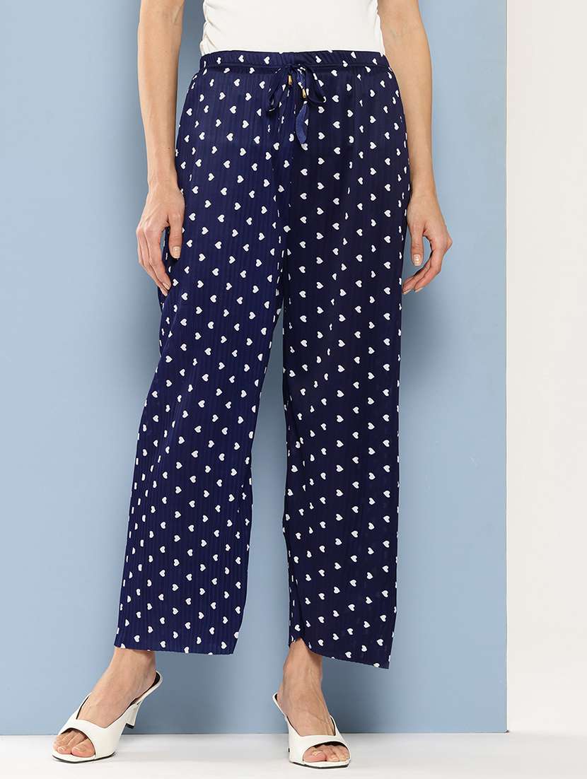 women printed mid rise straight palazzo