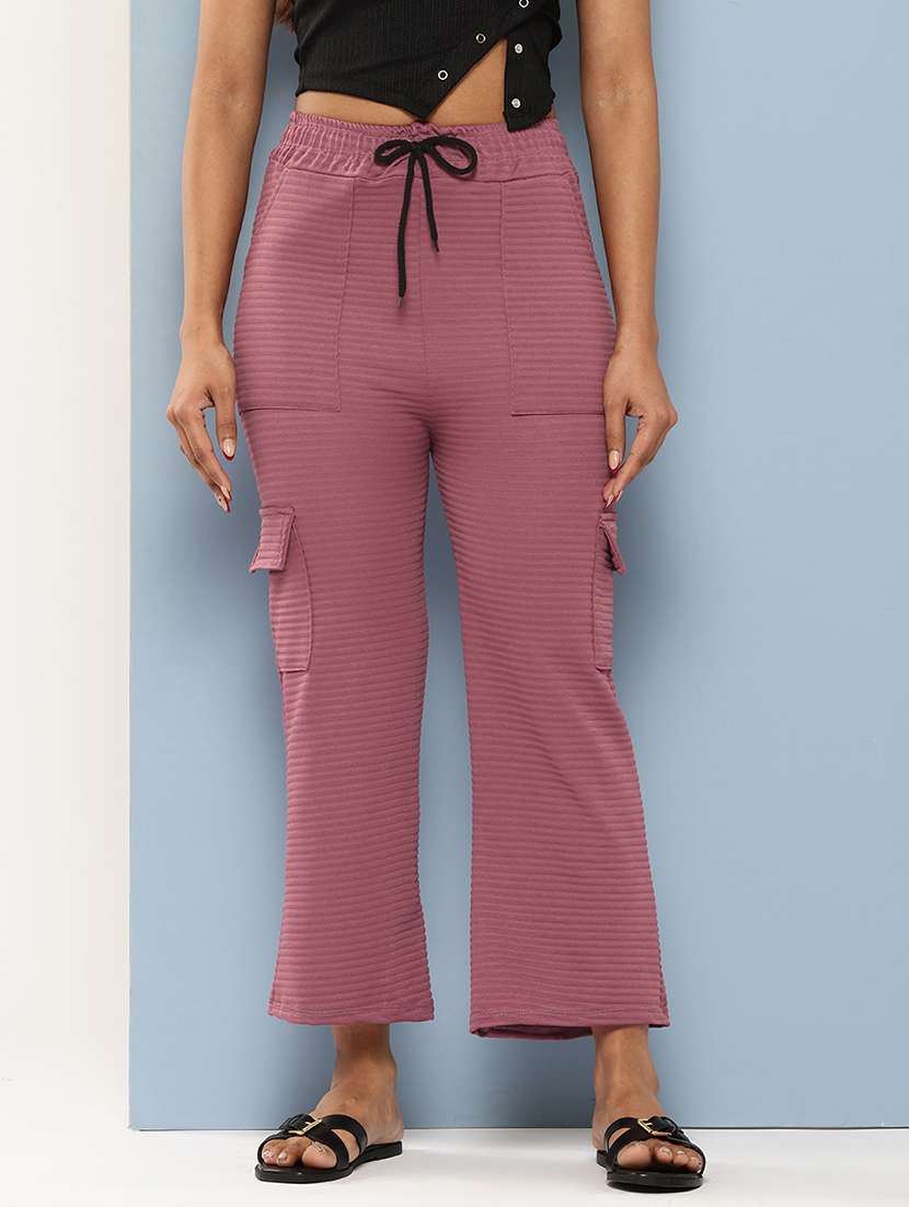 women solid mid rise relaxed fit cargo