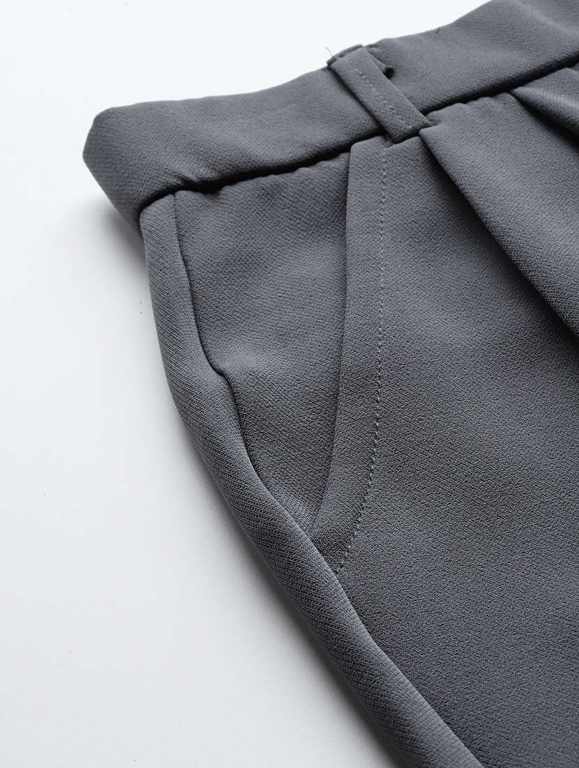 women solid mid rise straight trouser - 22012687 -  Standard Image - 5