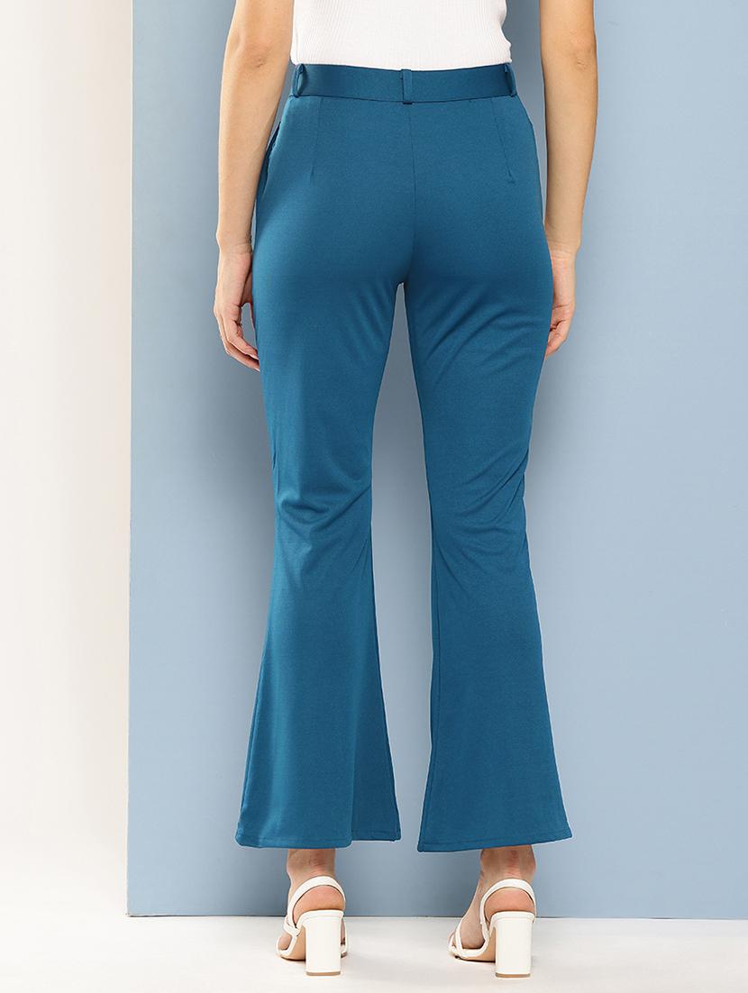women solid mid rise bootcut trouser - 22012694 - Standard Image - 3