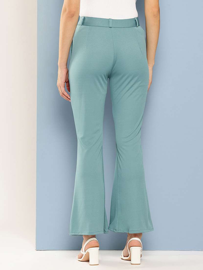 women solid mid rise bootcut trouser - 22012695 -  Standard Image - 3