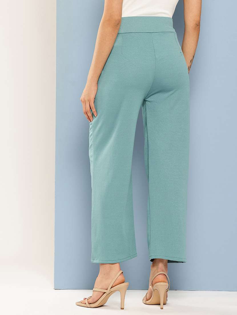 women solid mid rise straight trouser - 22012697 -  Standard Image - 3