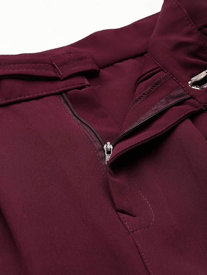 women solid mid rise straight trouser - 22012699 -  Standard Image - 5