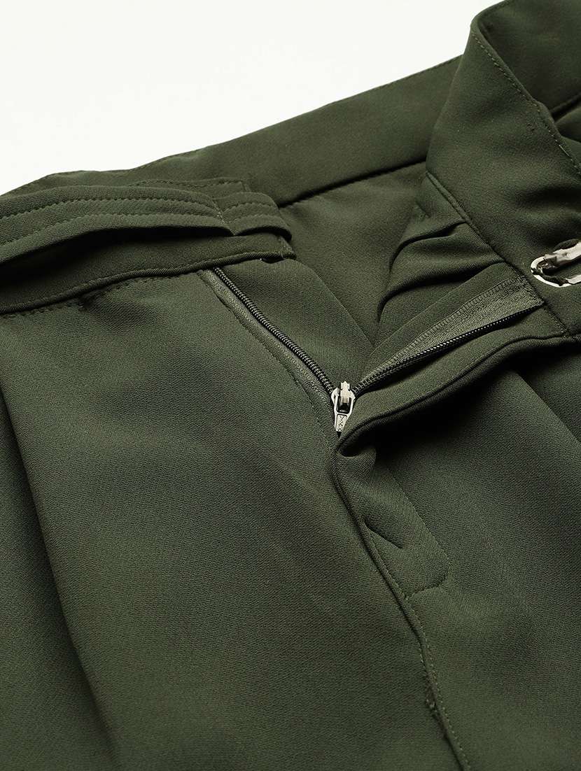 women solid mid rise straight trouser - 22012700 - Standard Image - 5