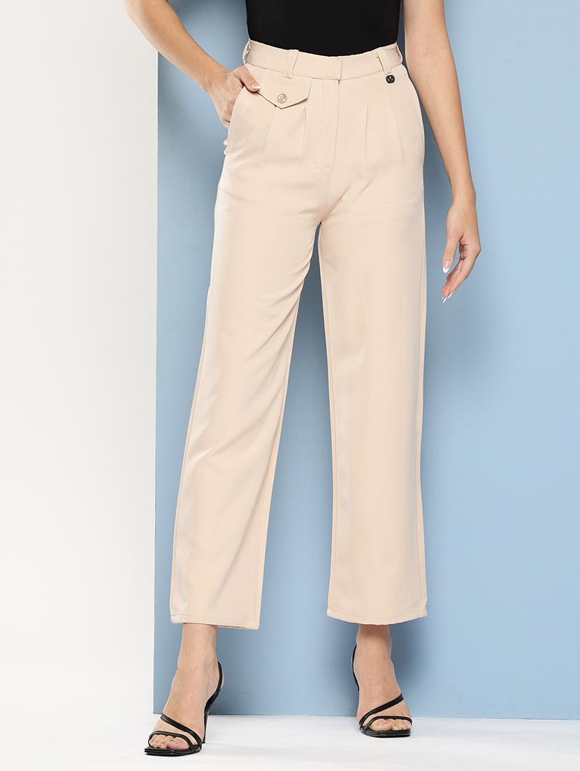 women solid mid rise straight trouser - 22012703 - Zoom Image - 0