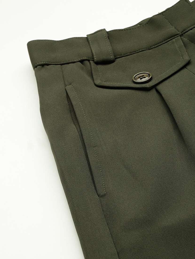 women solid high rise straight trouser - 22012704 -  Standard Image - 5