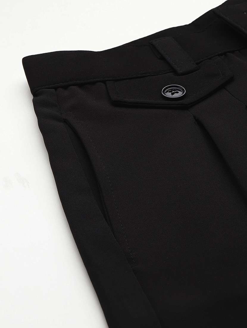black solid high rise straight trouser - 22012705 -  Standard Image - 5